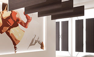 Panneaux suspendus réglables BAFFLE fintion bois | DP Acoustique