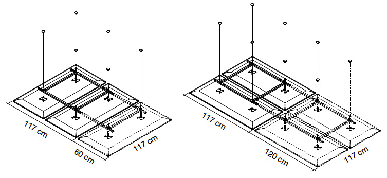 Dimensions panneaux suspendus roof