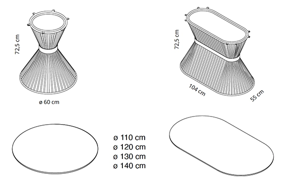 Dimensions table acoustique Lucrezio