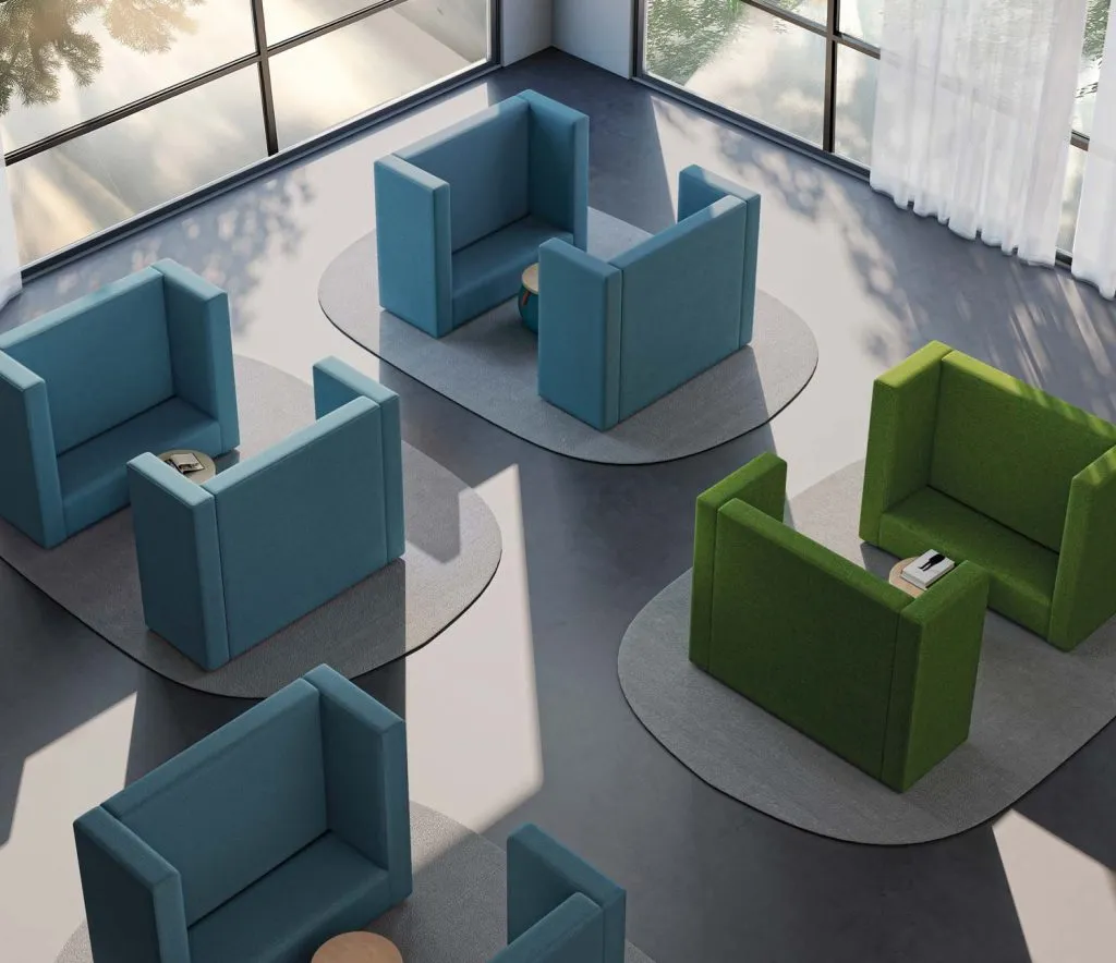 Espaces calmes avec le mobilier acoustique Volumi