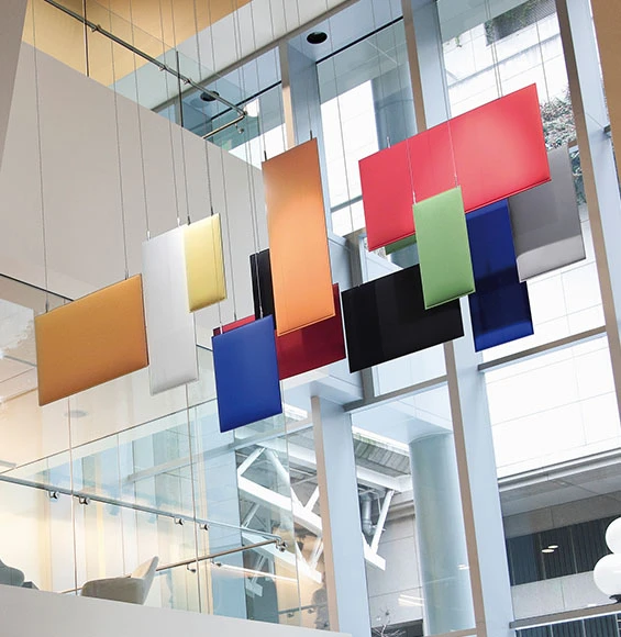 Panneaux acoustiques suspendus Baffle colorés et design - DP-Acoustique