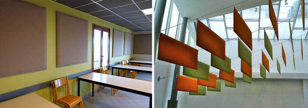 Installation de panneaux acoustiques pour réduire le bruit dans les classes