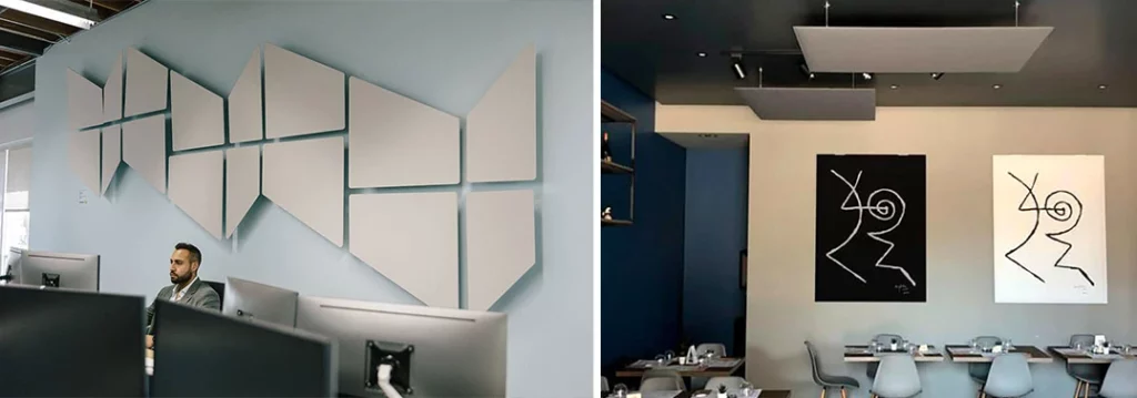 panneaux acoustiques muraux design - panneaux suspendus - tableaux acoustiques